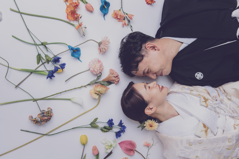 お花に囲まれながら