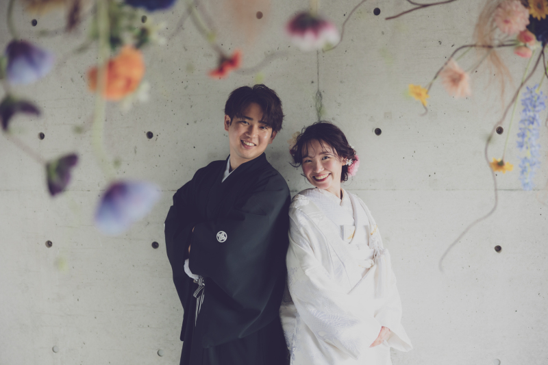 生花とオーナメントでの撮影もできます