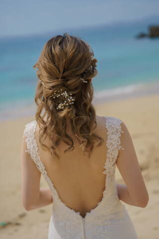 編み込みハーフアップ