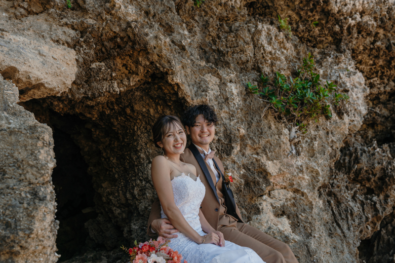 岩場で雰囲気を変えて