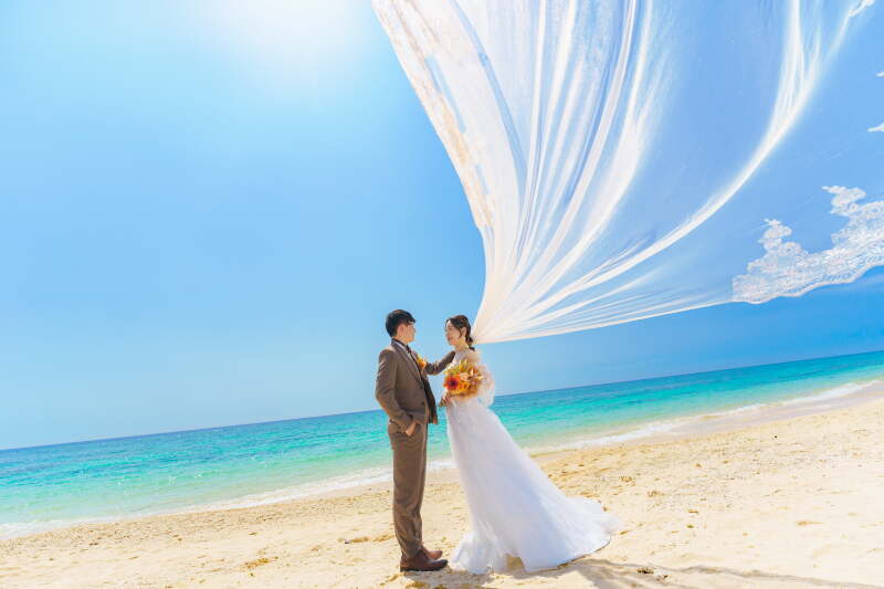 ベールをなびかせて