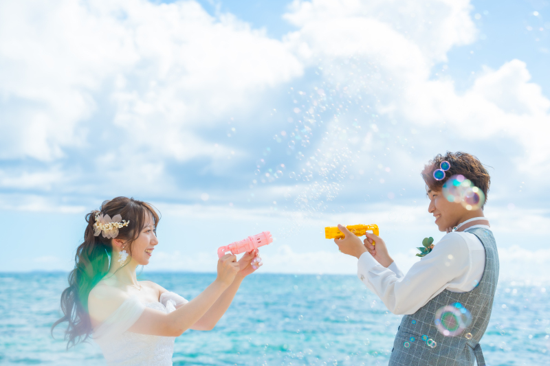 シャボン玉撃ち合い！