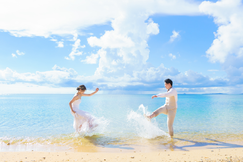 水の掛け合いも真剣勝負！笑