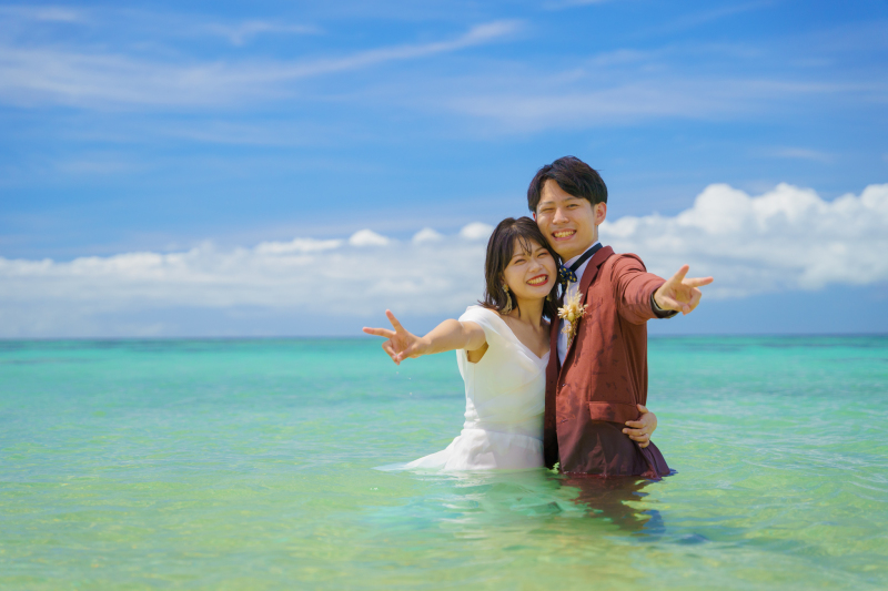 ウォーターイン&ドローン写真【ちゅらさん2箇所プラン】ロケ地2、150枚納品、衣装、ヘアメイク、撮影小物、装飾品、写真レタッチ