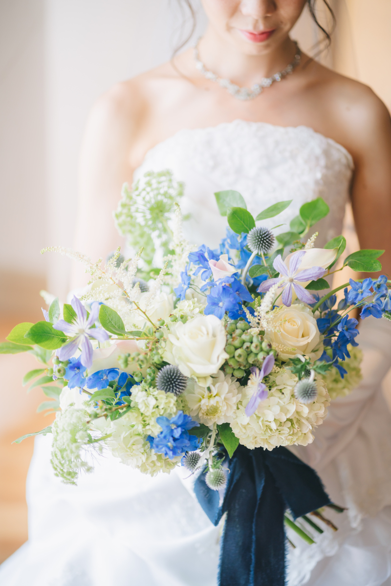 ブーケは生花でお願いしました♪