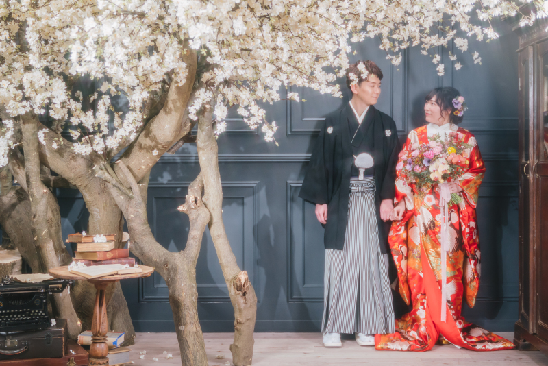 桜の下での見合わせショット♪