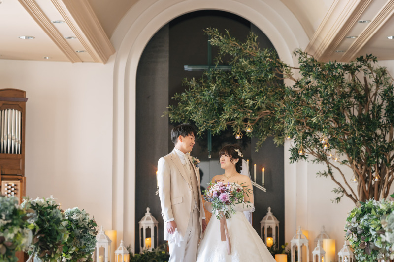 チャペルにて撮影スタート