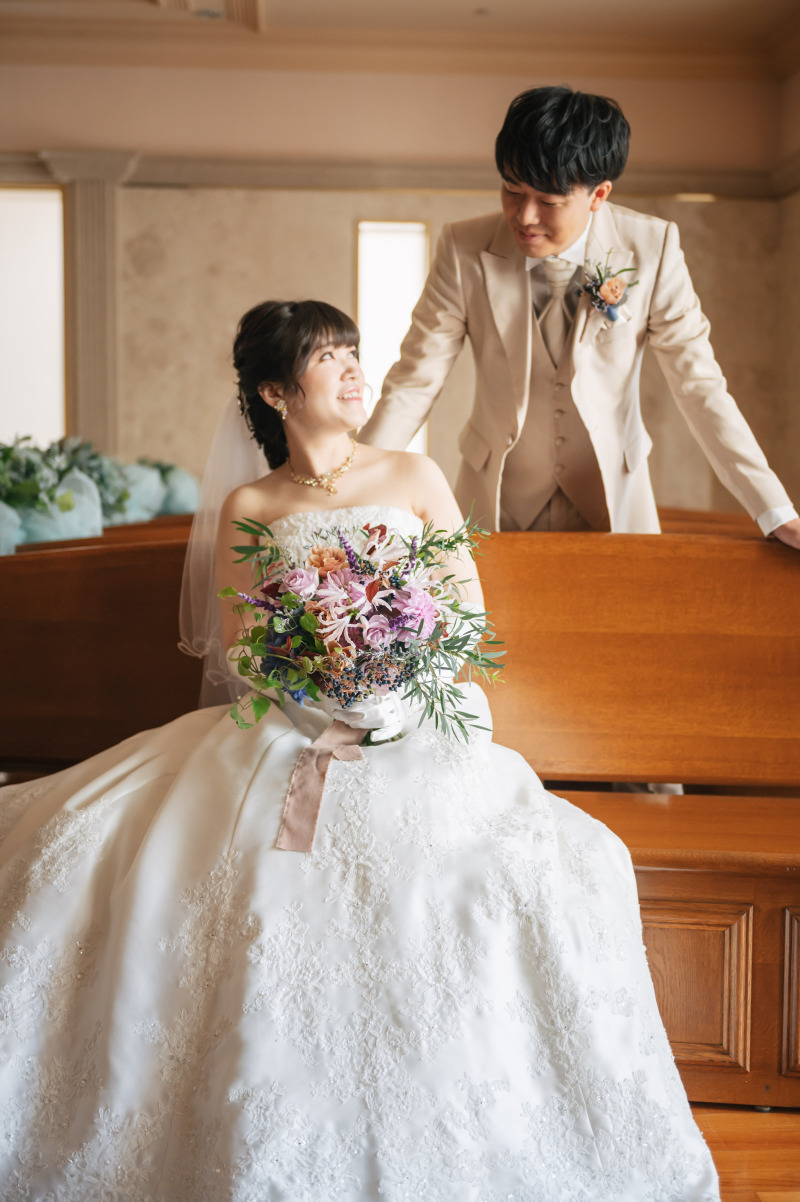 おそろいのブーケ・ブートニアを身に着けて♡