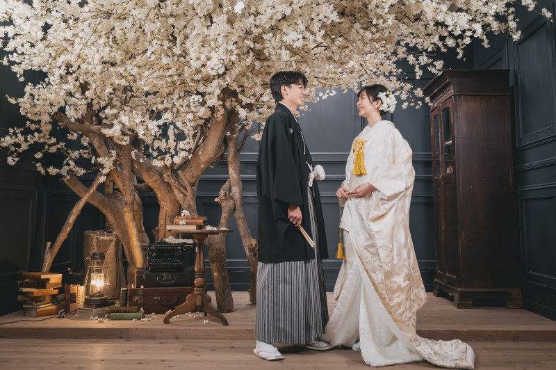 まずは和装での撮影開始!