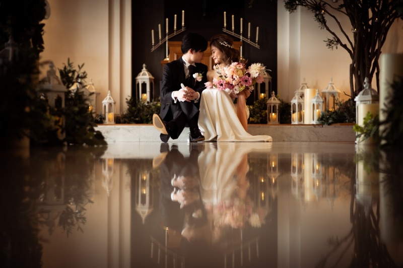 ドレス１着！チャペルと花いっぱいのスタジオ写真が残せる！ドレス１着　チャペル&スタジオプラン