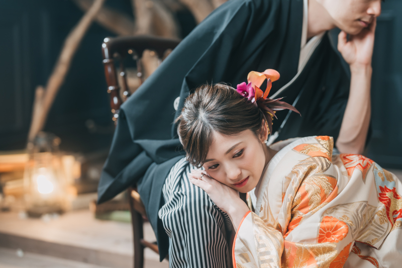 【和装1着】本物のお花をドライフラワーに♪お花いっぱい・こだわりのスタジオで撮影プラン