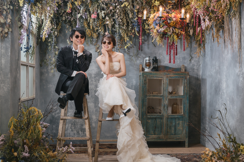 【前撮OK！！】洋装1着♪花屋が創るお花いっぱいのフォトスタジオで撮影！ウェルカムグッズやムービー利用に♪