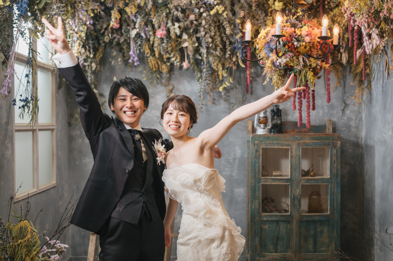【前撮OK！！】洋装1着♪花屋が創るお花いっぱいのフォトスタジオで撮影！ウェルカムグッズやムービー利用に♪