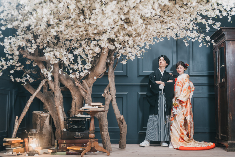 【和装1着】本物のお花をドライフラワーに♪お花いっぱい・こだわりのスタジオで撮影プラン