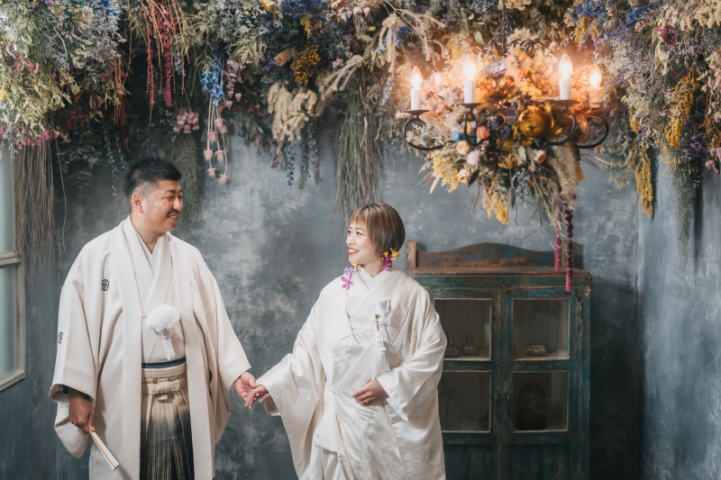 【和装1着】本物のお花をドライフラワーに♪お花いっぱい・こだわりのスタジオで撮影プラン