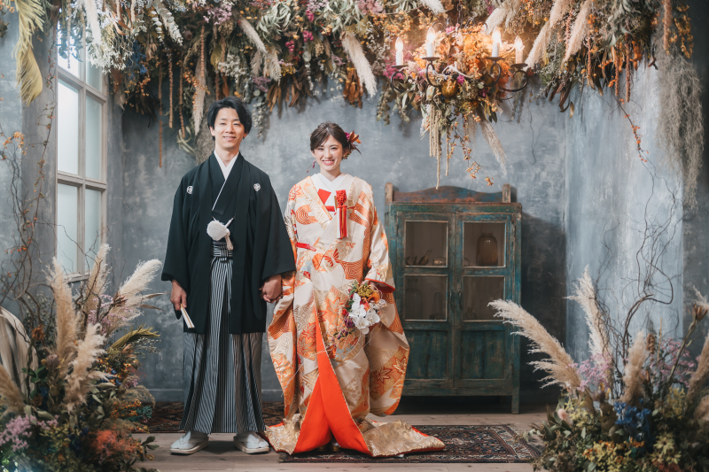 【和装1着】本物のお花をドライフラワーに♪お花いっぱい・こだわりのスタジオで撮影プラン