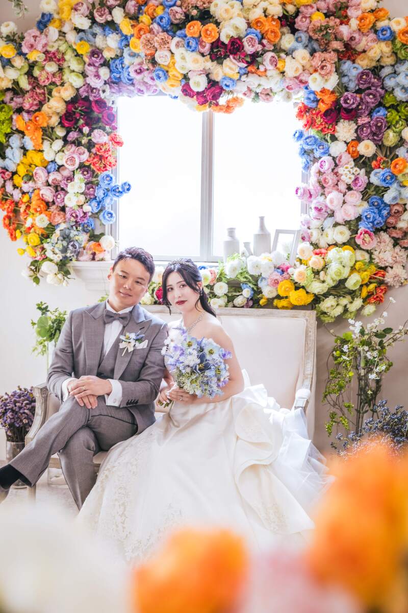 フラワーウォールのセットで可愛く♪