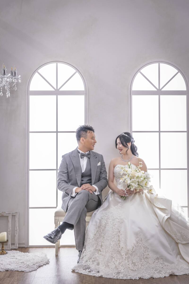 ウエディングドレスで美しい1枚