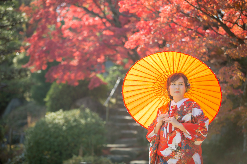 趣のある赤の色打掛