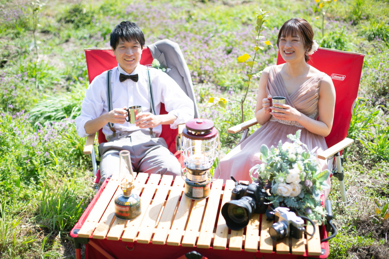 スタジオのお庭でグランピング