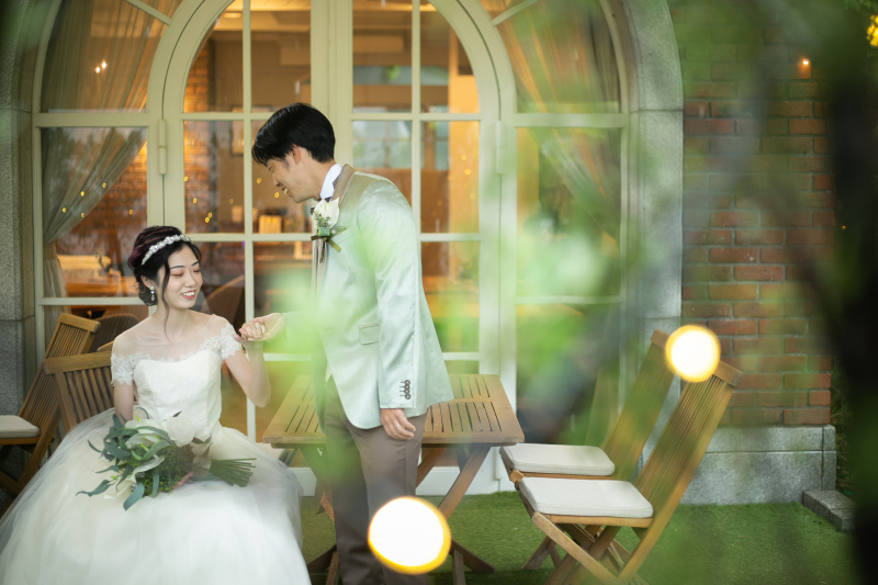 レストランのテラス席で