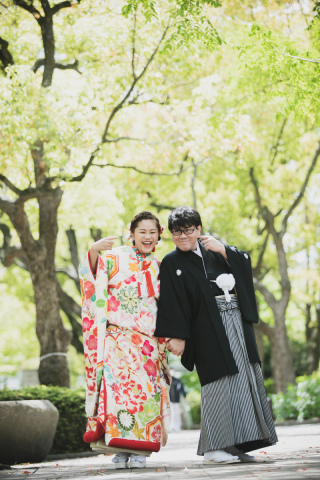 新緑にとっても映える色打掛