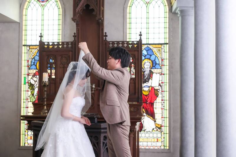 ベールアップの儀式を再現