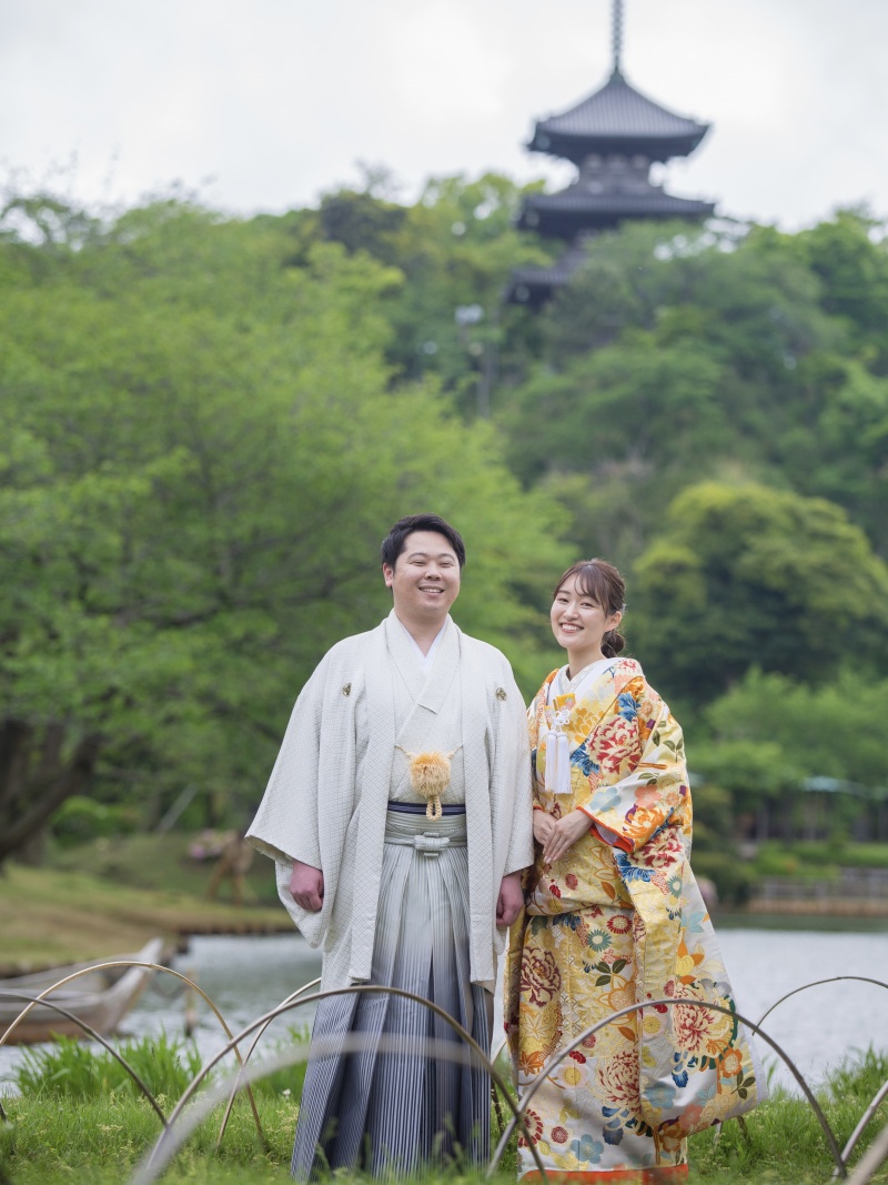 色打掛に着替えて三渓園へ