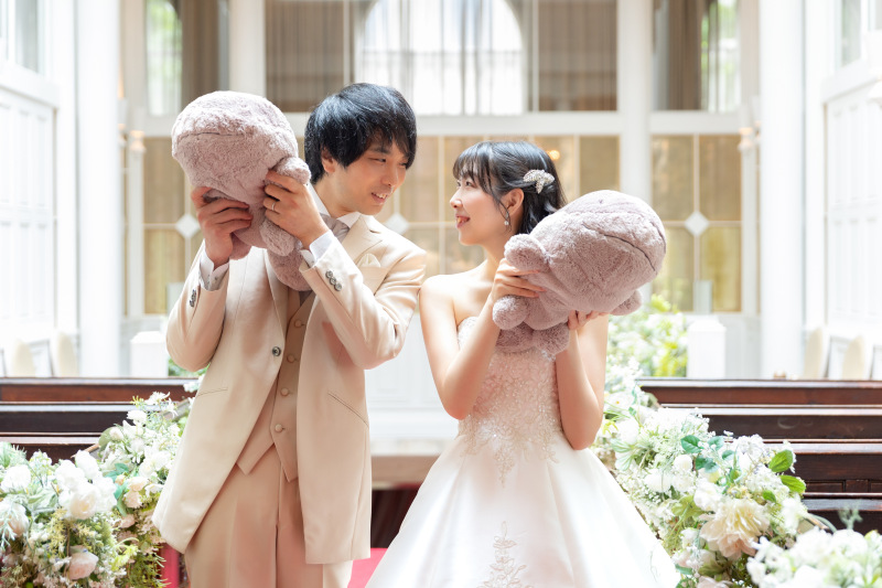 ぬいぐるみからお顔をひょこっと!