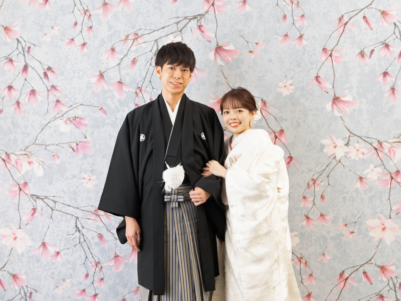 白無垢×桜のタペストリー