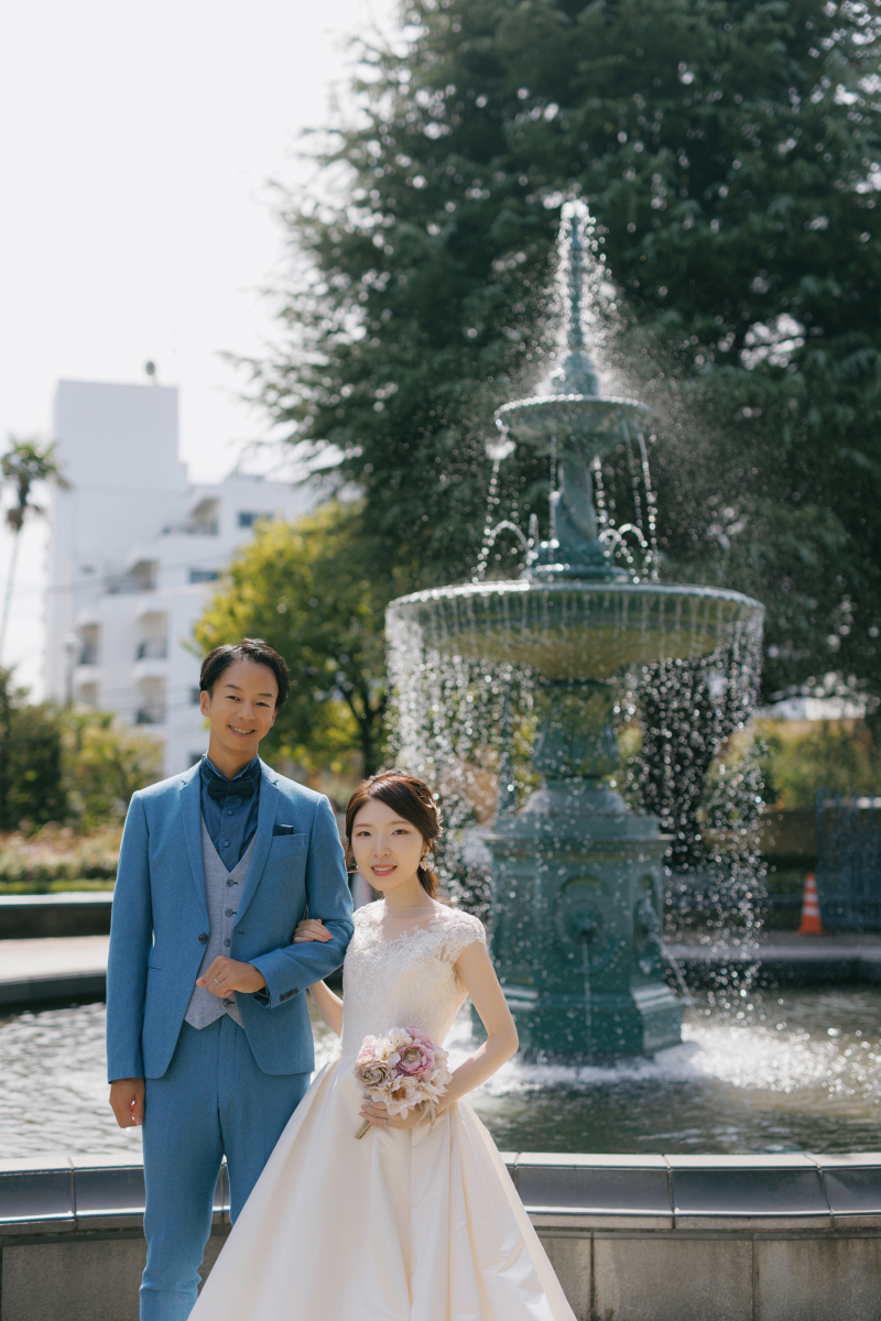 大きい噴水の前でも！！