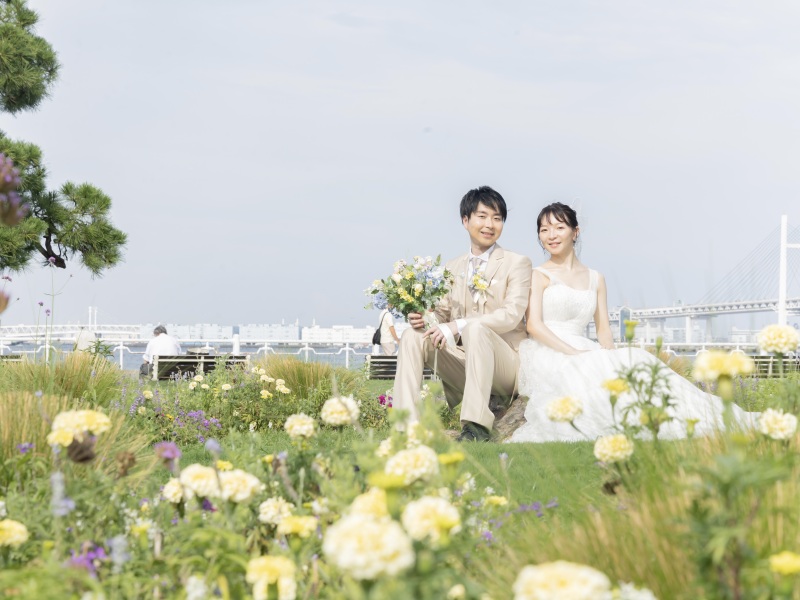 お花に囲まれて