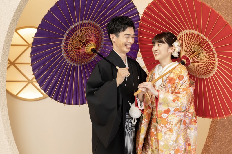 番傘を持って和装らしく！