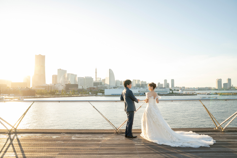 みなとみらいをバックに