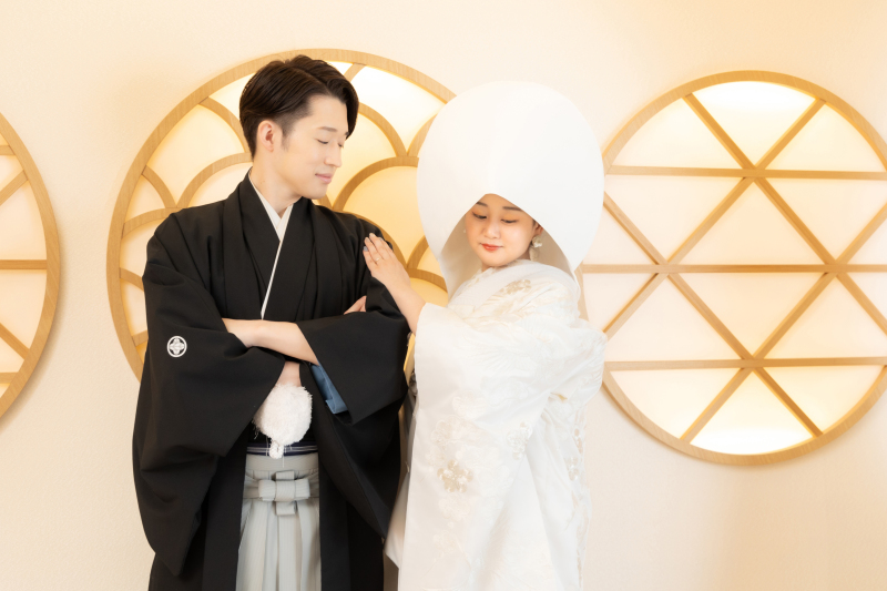 綿帽子で落ち着いた印象に