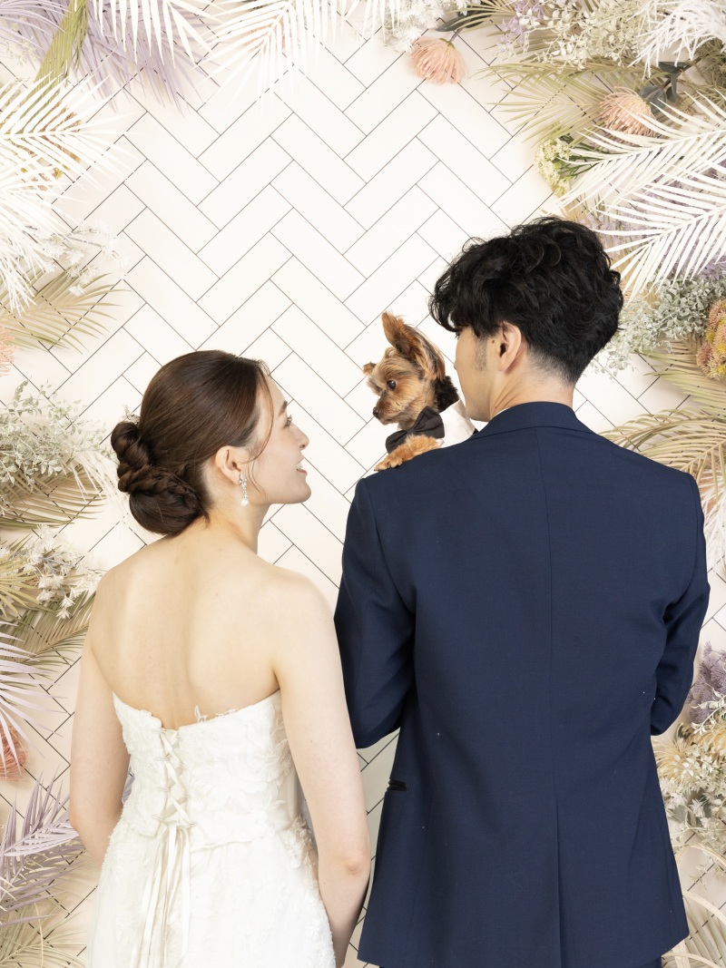 新婦様とワンちゃんの見つめ合い