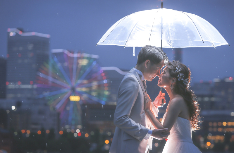 相合傘で仲良しショット♡