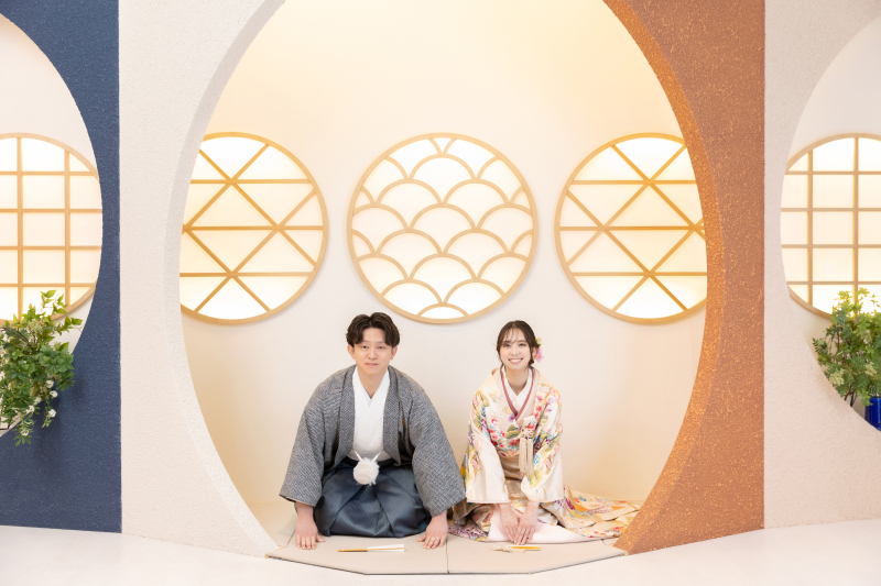 まずはスタジオで和装での撮影！