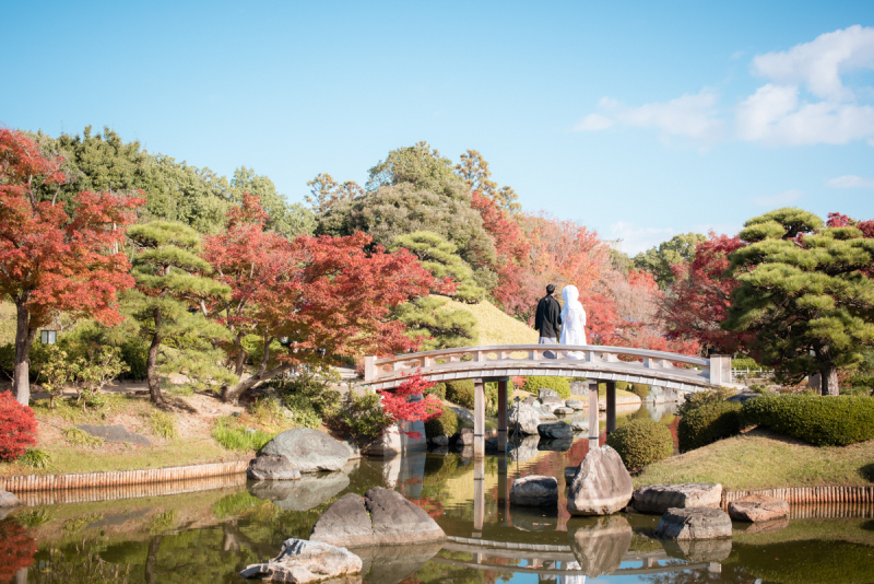 大仙公園で紅葉フォト 撮影日 年10月22日 大仙公園 Kalama Wedding 大阪店 大阪府でフォトウェディング探すならphotorait