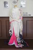 75-346　白地花束に雪輪