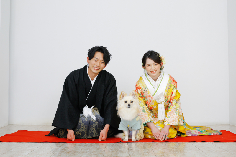 愛犬と正座ショット