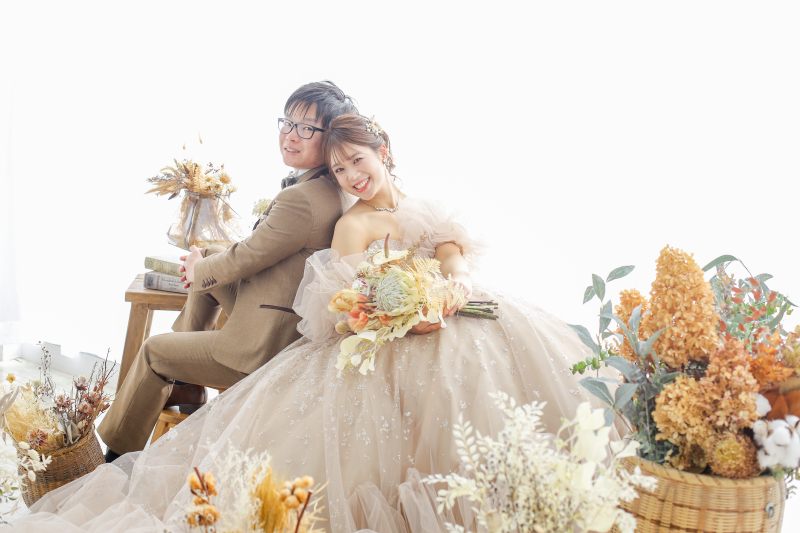 ドライフラワーに囲まれて