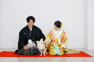 【ペットOK】和装スタジオプラン｜結婚式前撮りにもおすすめ｜衣装＋美容＋着付＋撮影｜家族の一員｜ペットも主役