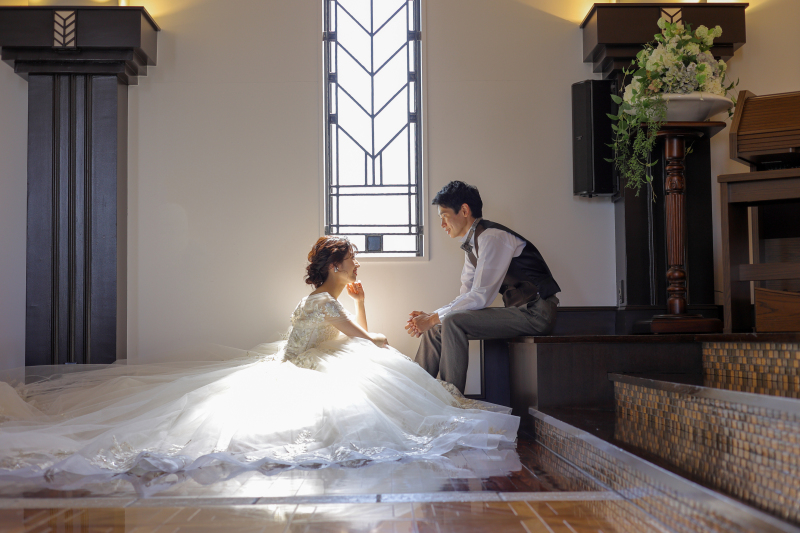 【全データ付】結婚式場フォト|洋装2着プラン|挙式風|チャペル&ガーデン&邸宅で撮れる|家族撮影無料