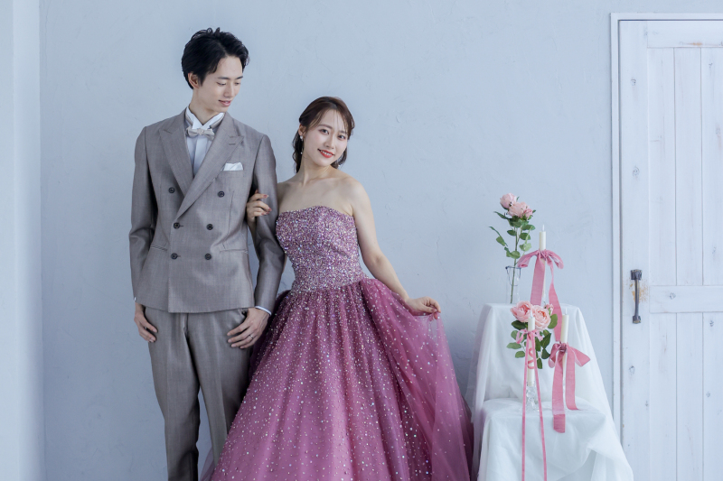 【ハツコエンドウ特別プラン】スタジオフォト|ブランドドレス&タキシード|結婚式の前撮りにも|1日で衣装選び~撮影完結OK!