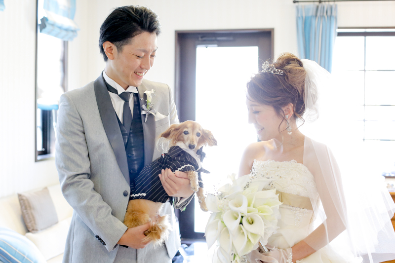 【ペットOK】結婚式場フォト|新郎新婦洋装1着|挙式風|チャペル&ガーデン&邸宅で撮れる|ペットも主役|全データ付