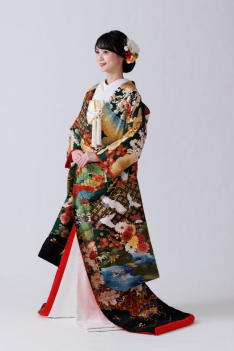 (京友禅手刺繍)群鶴王朝優美文