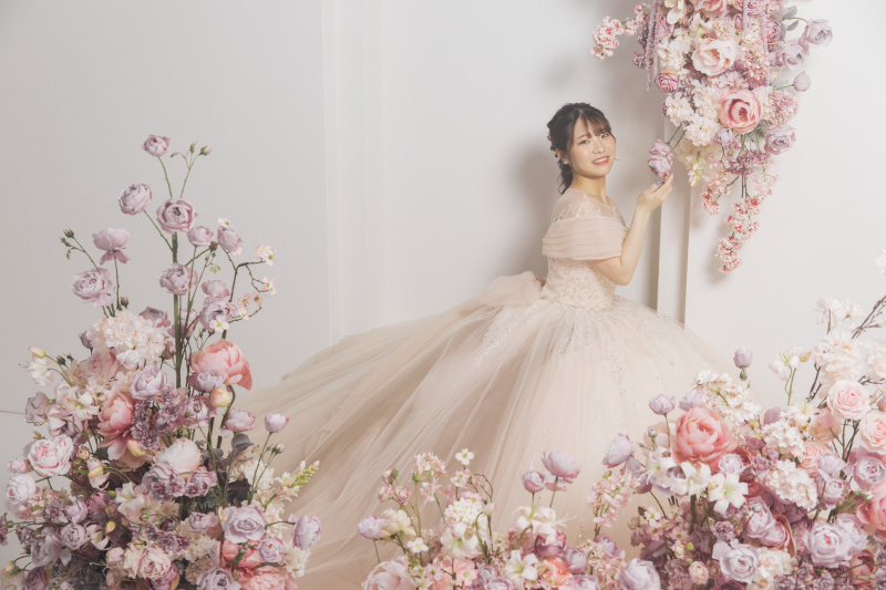 背景をチェンジして、ピンクフラワーの世界へ♪