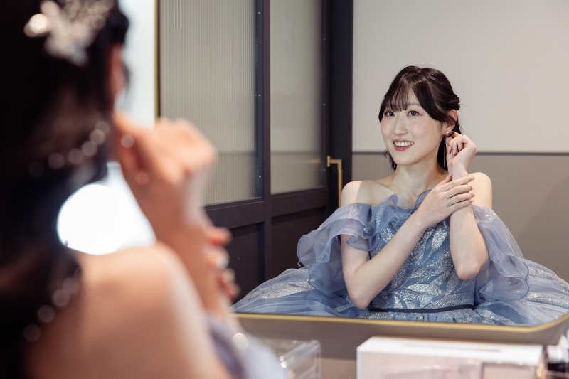 撮影前のメイクシーンも記念に♡