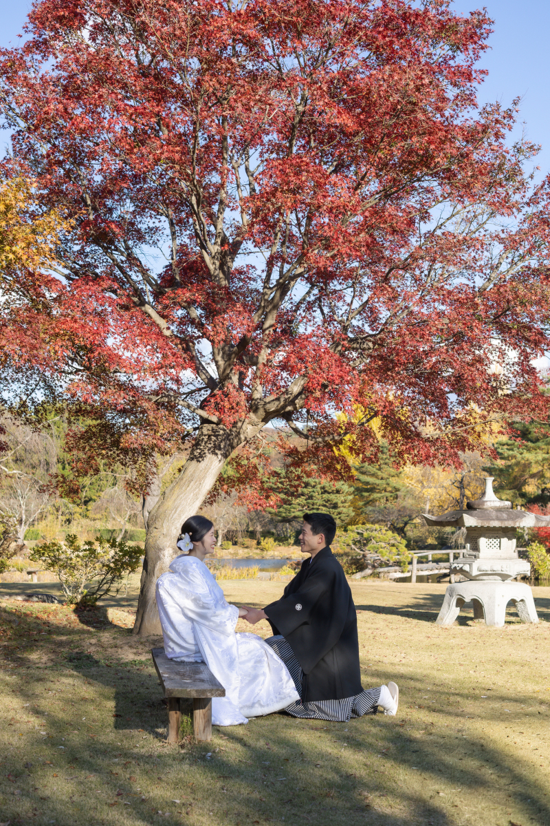 木漏れ日の中、そっと手を取り合って